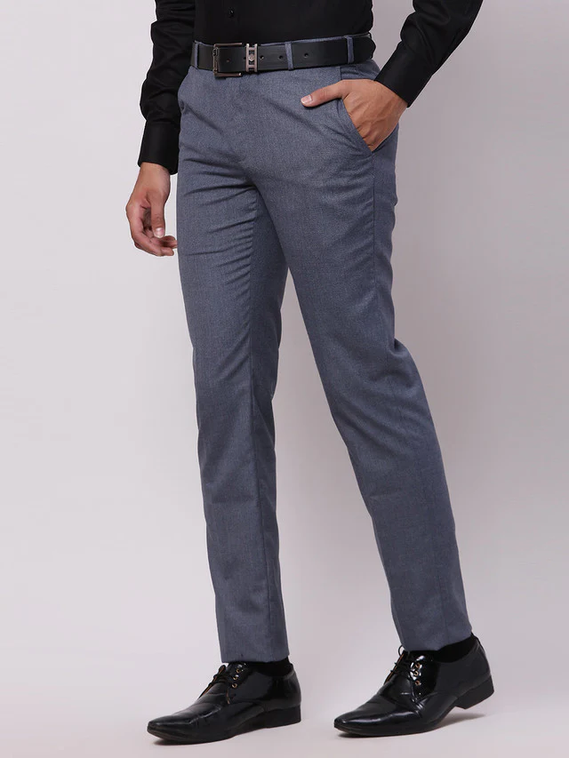 Raymond Blue Structure Slim Fit Polyester Blend Trouser - Image 2