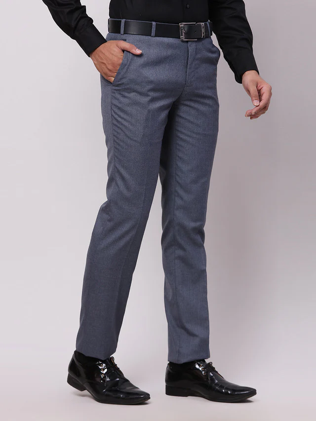 Raymond Blue Structure Slim Fit Polyester Blend Trouser - Image 3