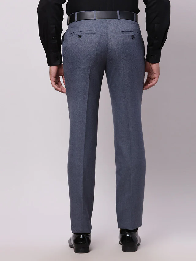 Raymond Blue Structure Slim Fit Polyester Blend Trouser - Image 4