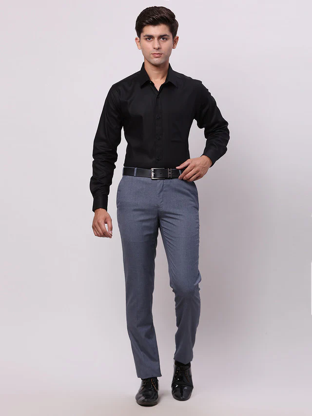 Raymond Blue Structure Slim Fit Polyester Blend Trouser - Image 5