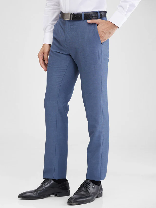 Raymond Blue Structure Slim Fit Polyester Blend Trouser - Image 3