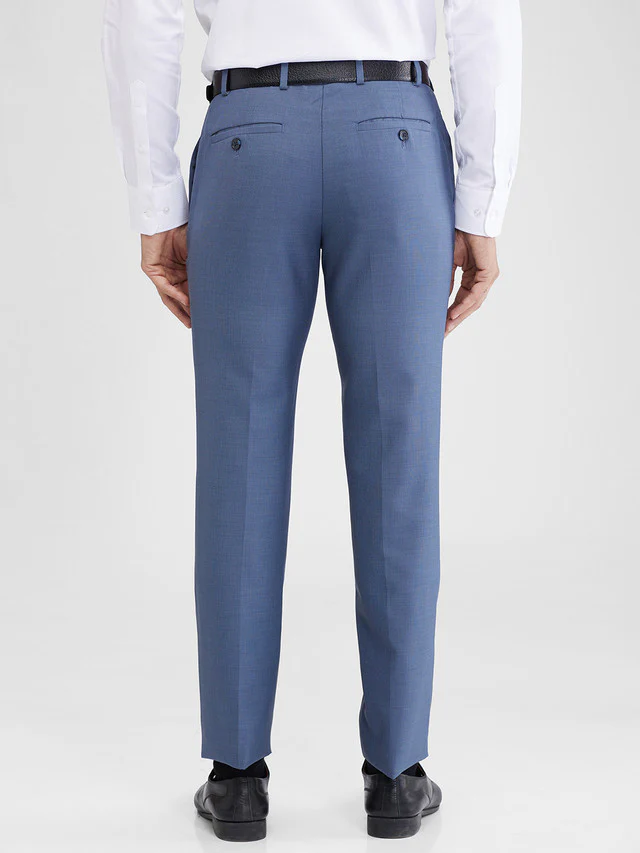 Raymond Blue Structure Slim Fit Polyester Blend Trouser - Image 4