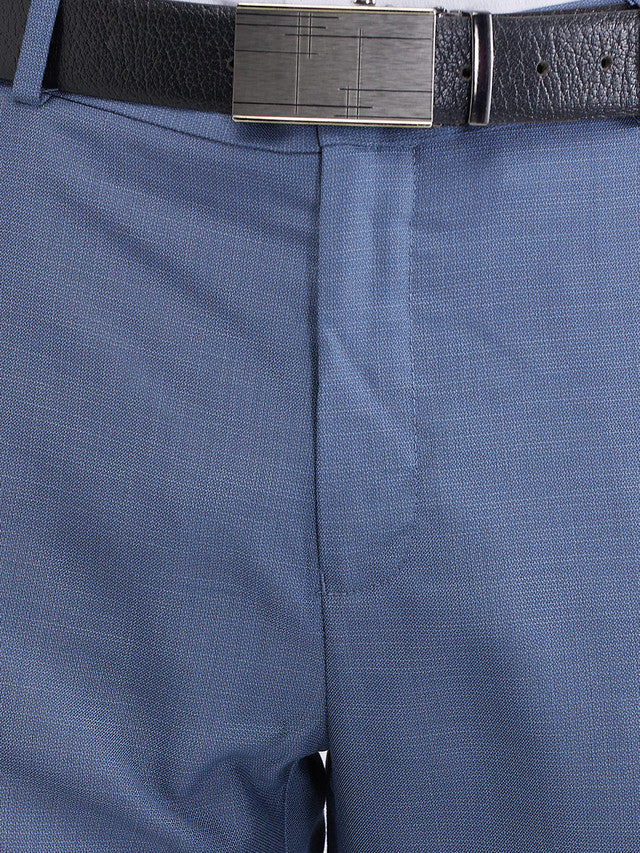 Raymond Blue Structure Slim Fit Polyester Blend Trouser - Image 7