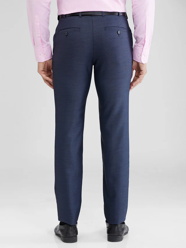 Raymond Blue Structure Slim Fit Polyester Blend Trouser - Image 5