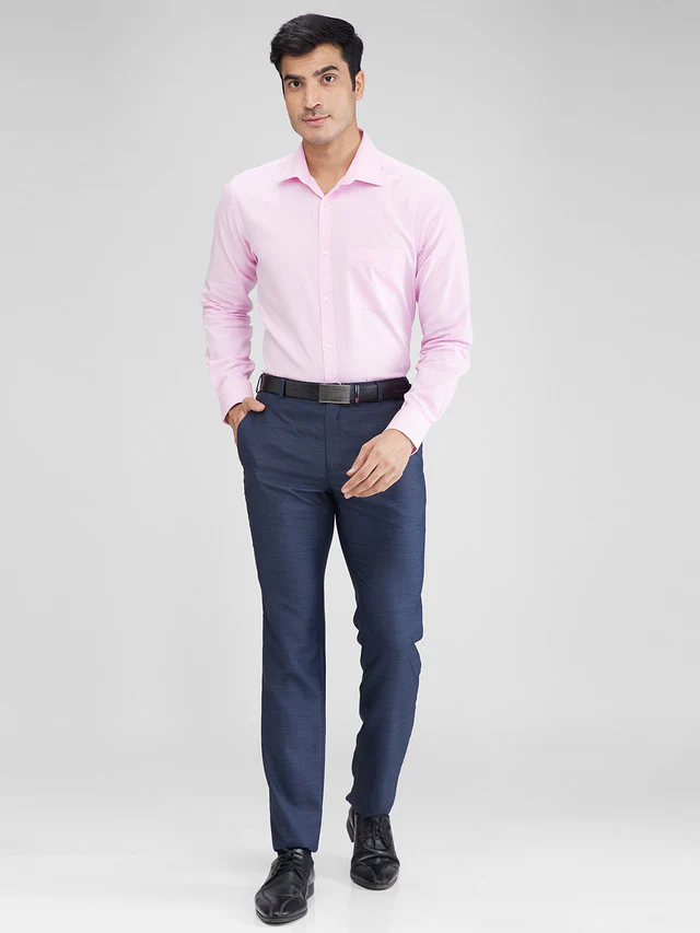 Raymond Blue Structure Slim Fit Polyester Blend Trouser - Image 6