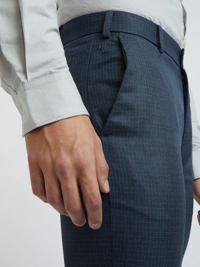 Raymond Blue Structure Slim Fit Polyester Blend Trouser - Image 6