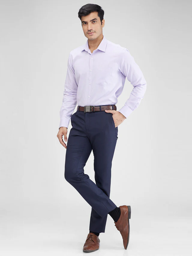 Raymond Blue Structure Slim Fit Polyester Blend Trouser - Image 6