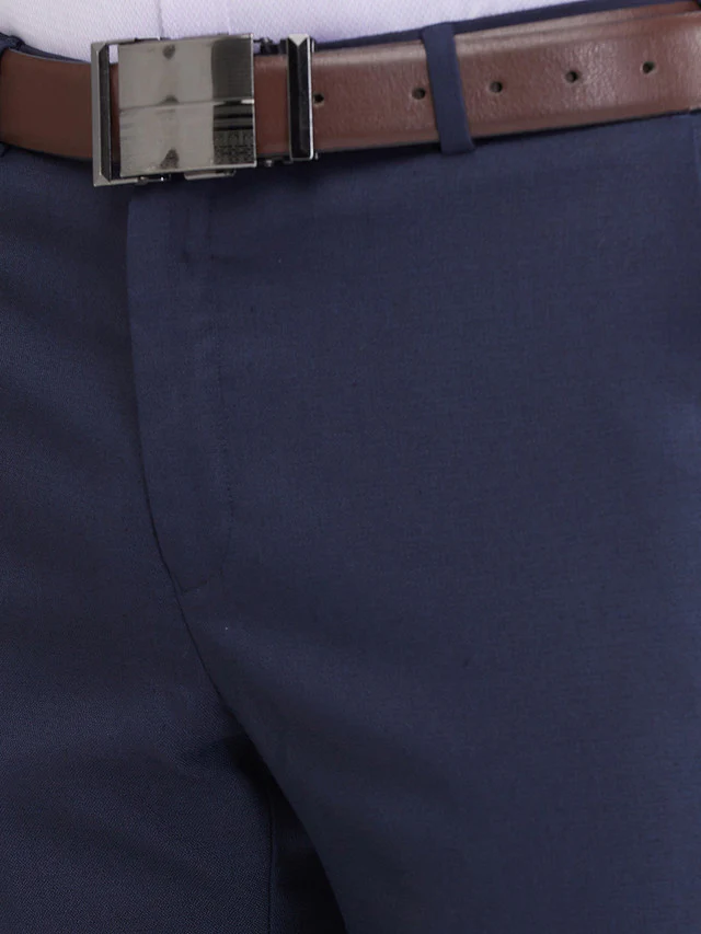 Raymond Blue Structure Slim Fit Polyester Blend Trouser - Image 7