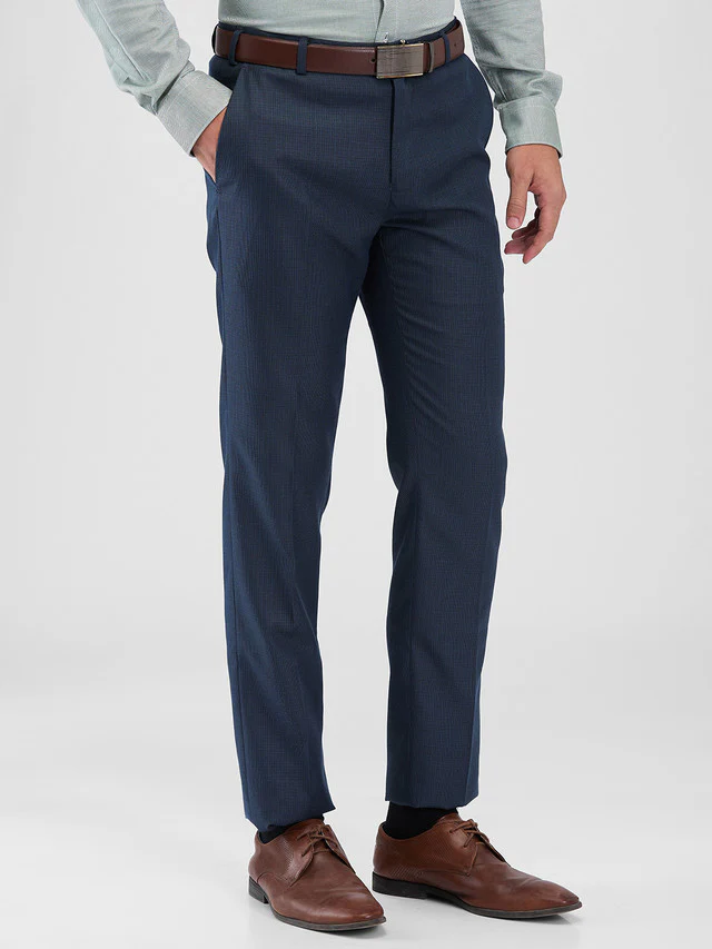 Raymond Blue Structure Slim Fit Polyester Blend Trouser - Image 2