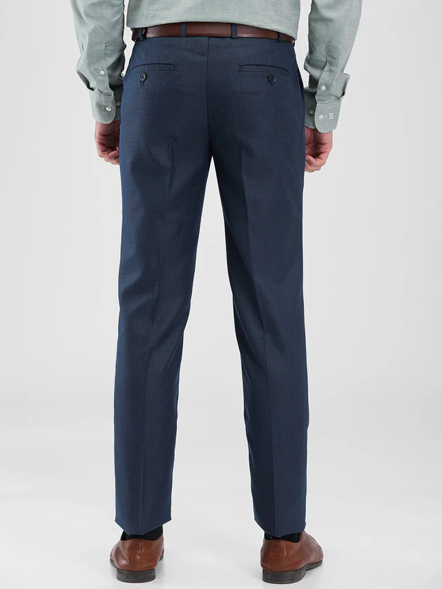 Raymond Blue Structure Slim Fit Polyester Blend Trouser - Image 5
