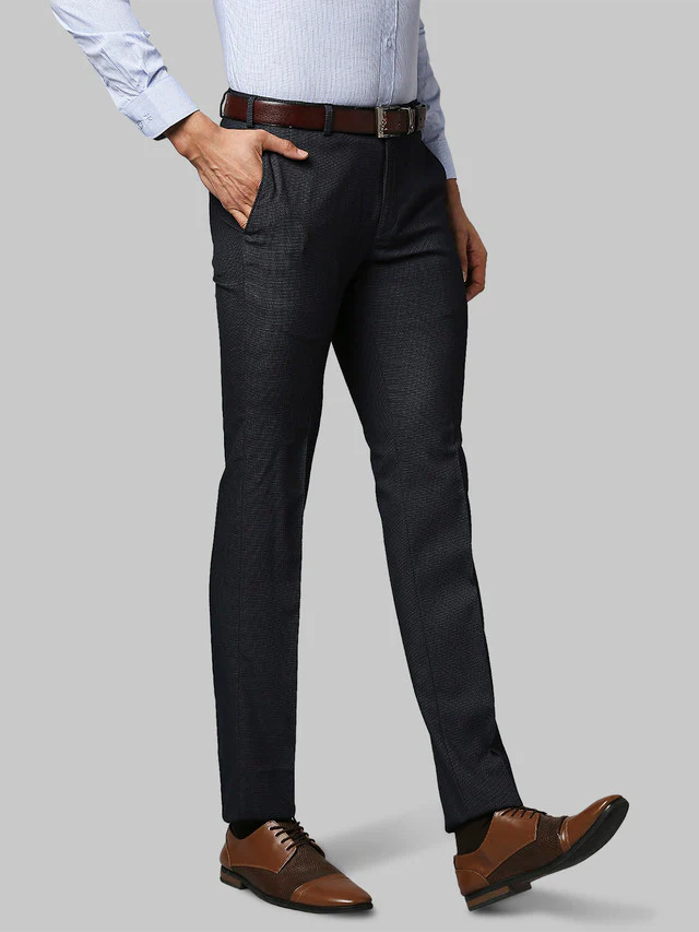 Raymond Blue Structure Slim Fit Terylene Blend Trouser - Image 2