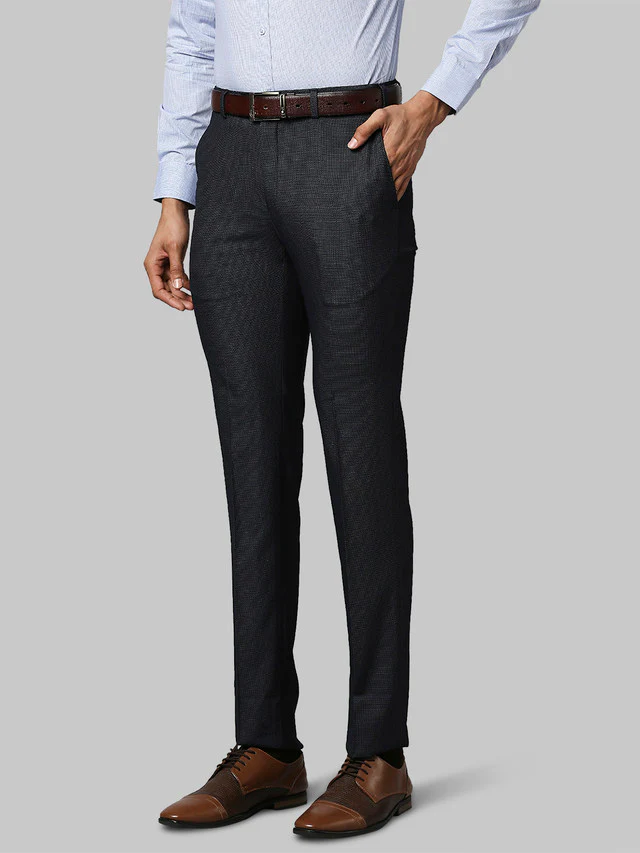 Raymond Blue Structure Slim Fit Terylene Blend Trouser - Image 3
