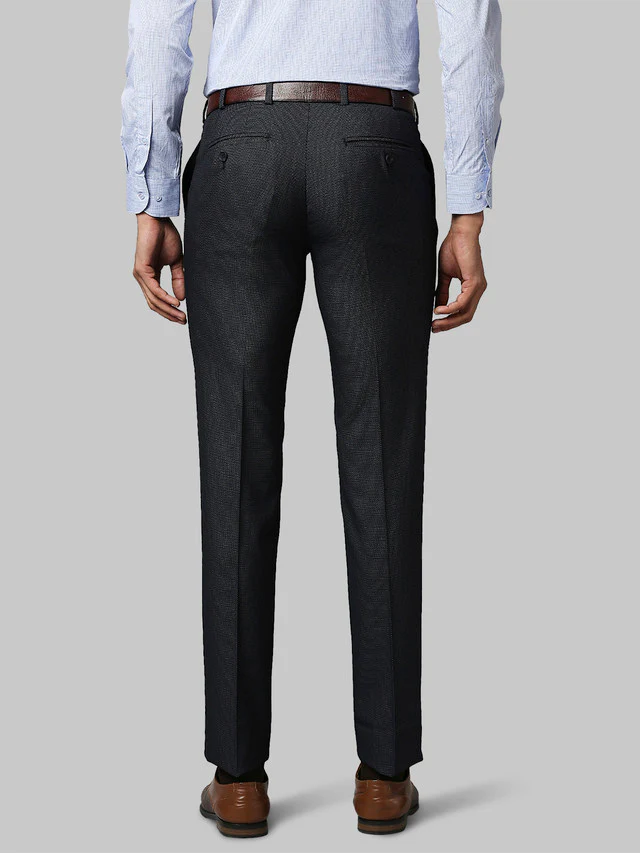 Raymond Blue Structure Slim Fit Terylene Blend Trouser - Image 4