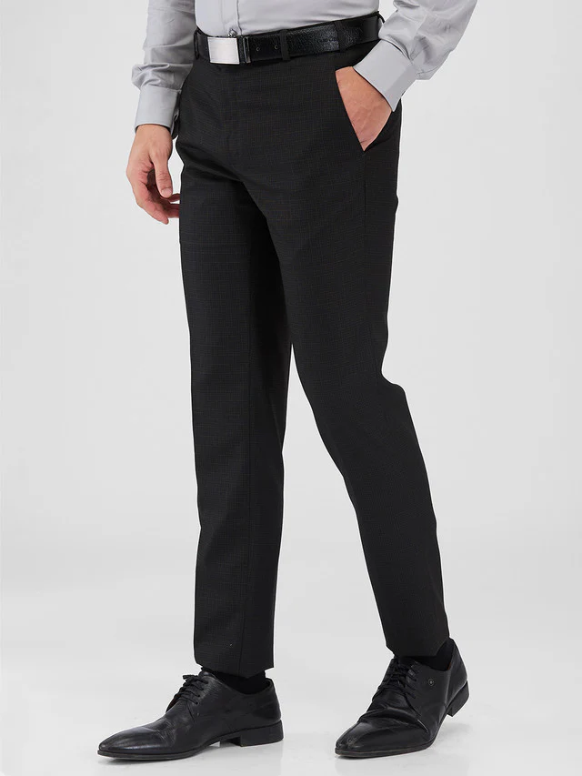 Raymond Brown Checks Slim Fit Polyester Blend Trouser - Image 3