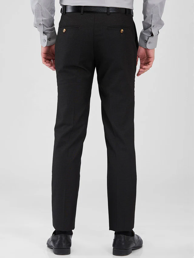 Raymond Brown Checks Slim Fit Polyester Blend Trouser - Image 4
