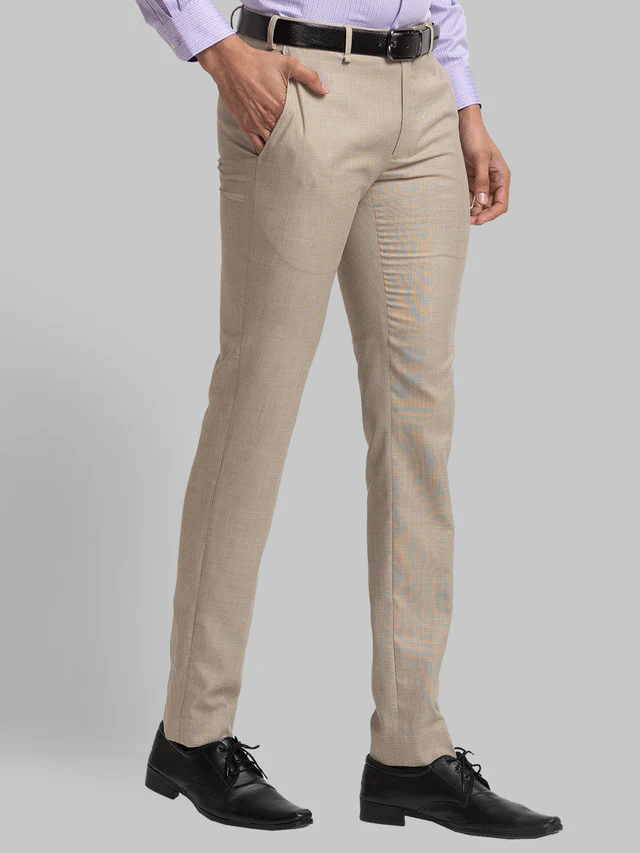 Raymond Brown Solid Italian Fit Polyester Blend Trouser - Image 2