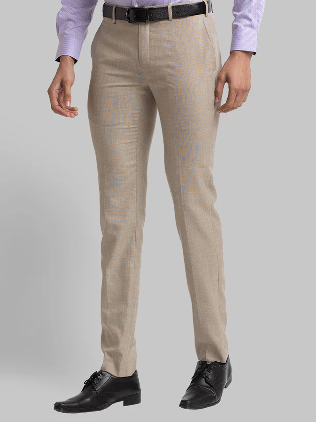 Raymond Brown Solid Italian Fit Polyester Blend Trouser - Image 3