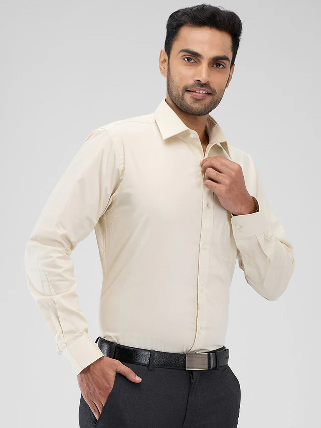 Raymond Brown Solid Slim Fit Cotton Formal Shirt - Image 2
