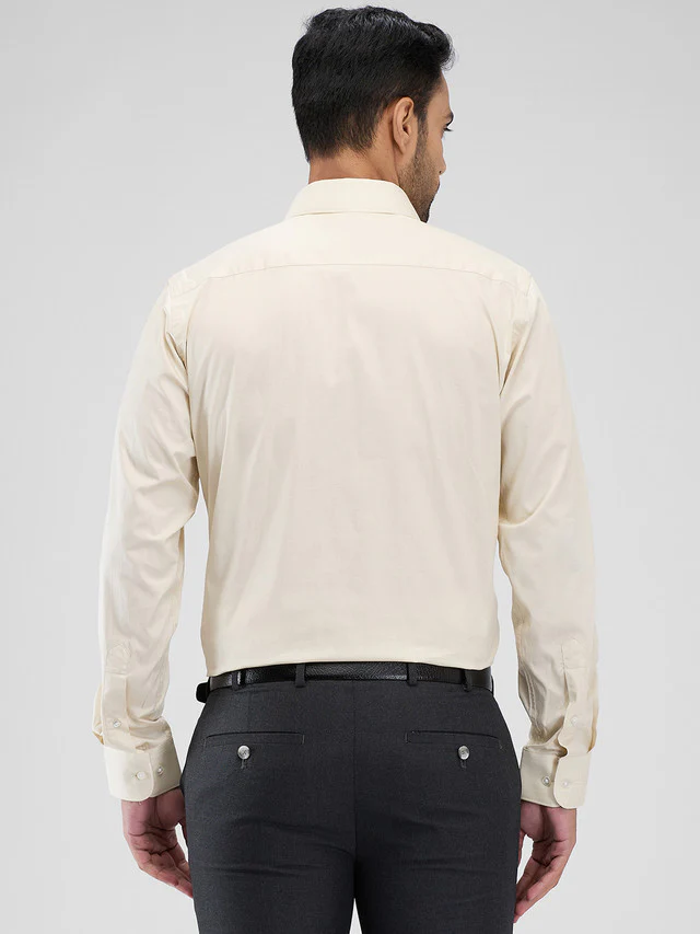 Raymond Brown Solid Slim Fit Cotton Formal Shirt - Image 4