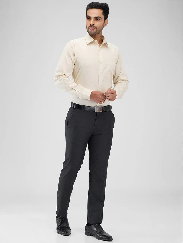 Raymond Brown Solid Slim Fit Cotton Formal Shirt - Image 5
