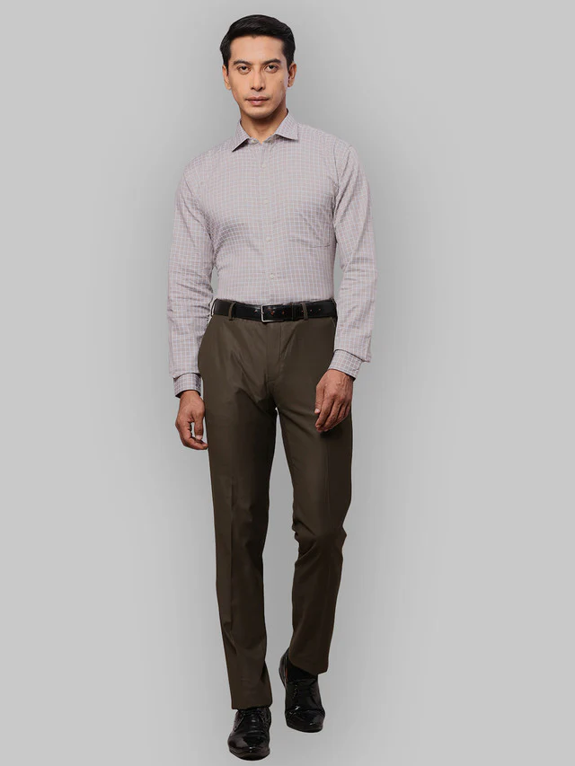 Raymond Brown Solid Slim Fit Polyester Blend Trouser - Image 5