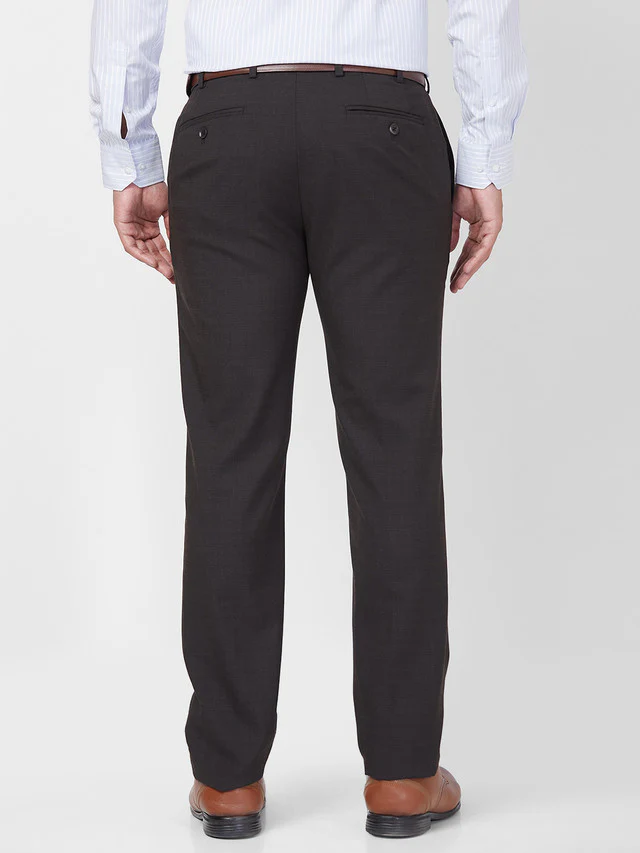 Raymond Brown Solid Slim Fit Polyester Blend Trouser - Image 5