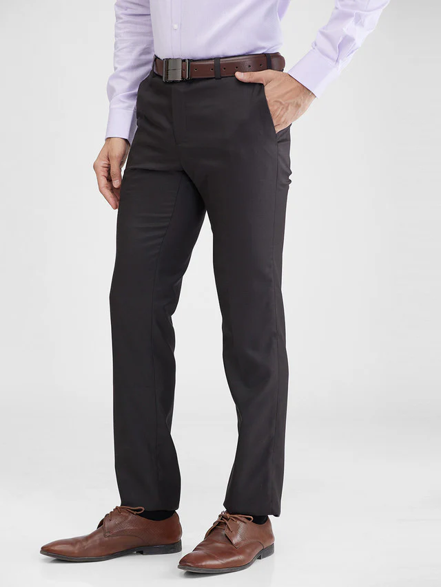 Raymond Brown Solid Slim Fit Polyester Blend Trouser - Image 3