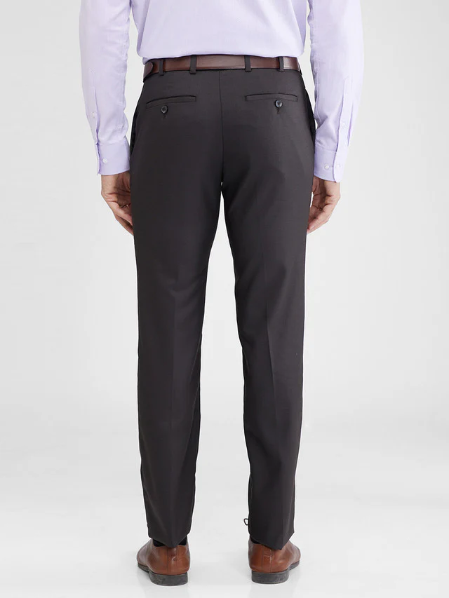 Raymond Brown Solid Slim Fit Polyester Blend Trouser - Image 5