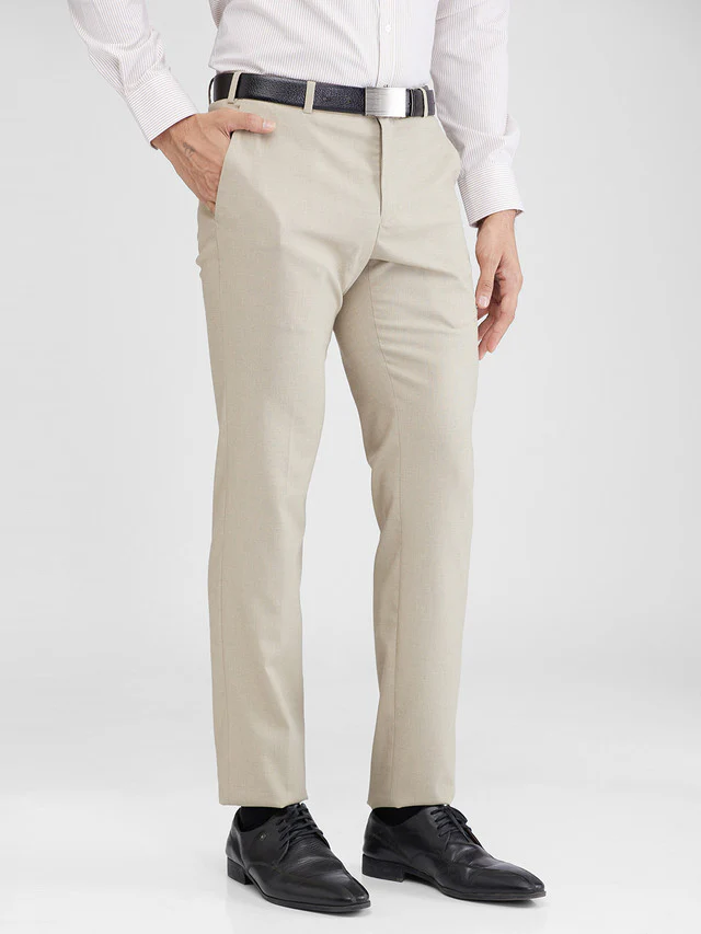 Raymond Brown Solid Slim Fit Polyester Blend Trouser - Image 2