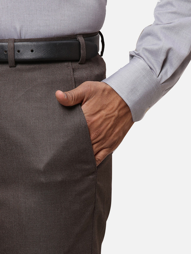 Raymond Brown Structure Contemporary Fit Polyester Blend Trouser - Image 6