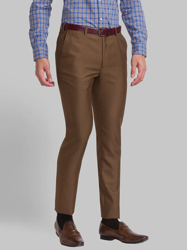 Raymond Brown Structure Slim Fit Polyester Blend Trouser - Image 2