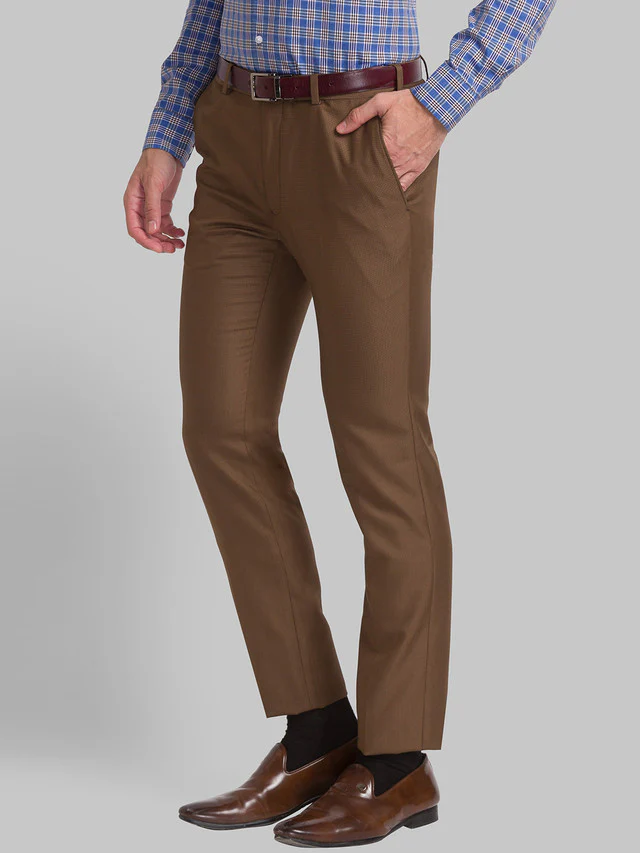 Raymond Brown Structure Slim Fit Polyester Blend Trouser - Image 3
