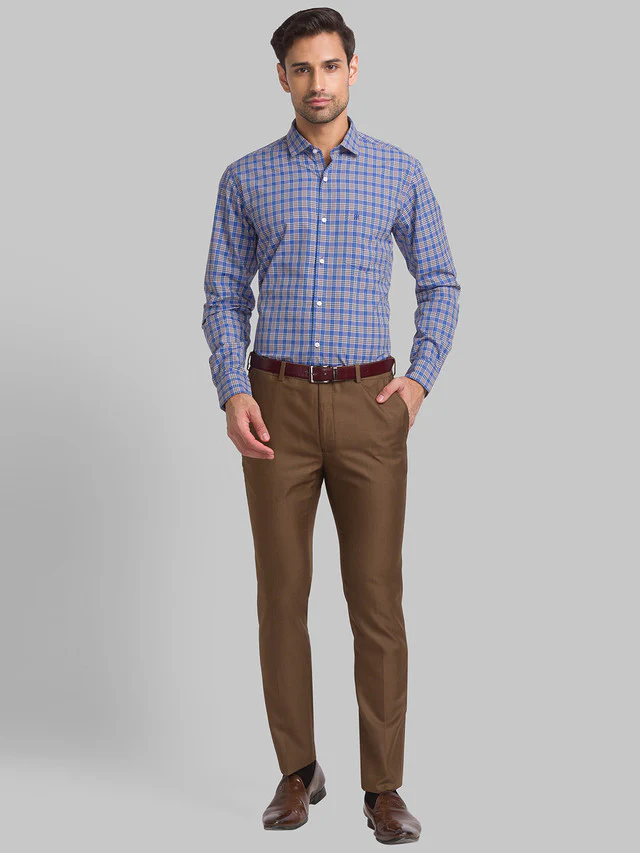 Raymond Brown Structure Slim Fit Polyester Blend Trouser - Image 5