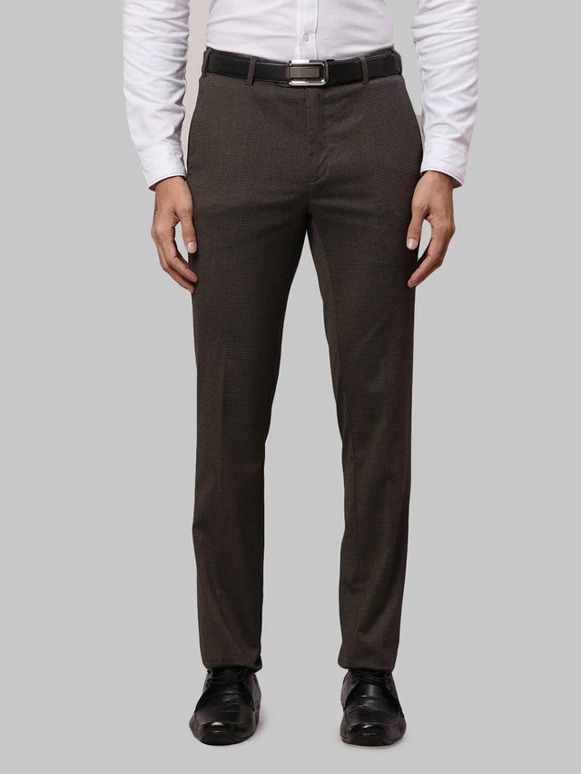 Raymond Brown Structure Slim Fit Polyester Blend Trouser