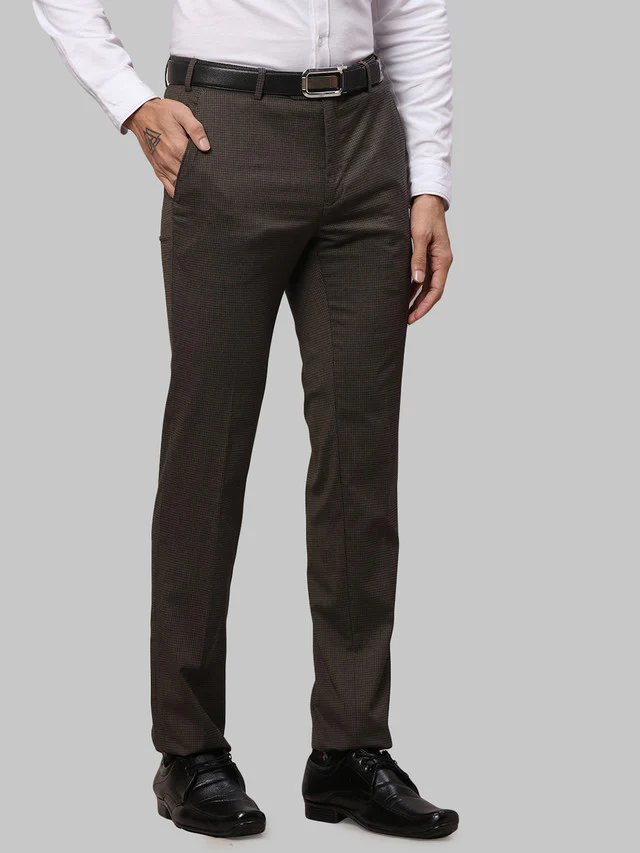 Raymond Brown Structure Slim Fit Polyester Blend Trouser - Image 2