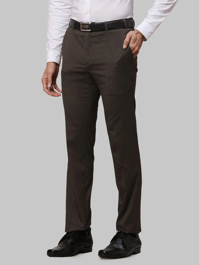 Raymond Brown Structure Slim Fit Polyester Blend Trouser - Image 3