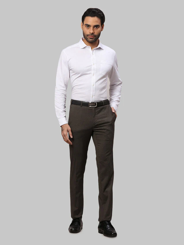 Raymond Brown Structure Slim Fit Polyester Blend Trouser - Image 5