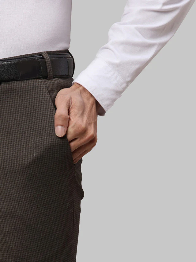 Raymond Brown Structure Slim Fit Polyester Blend Trouser - Image 6