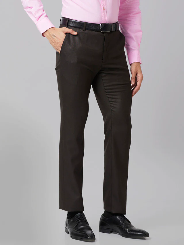 Raymond Brown Structure Slim Fit Polyester Blend Trouser - Image 2