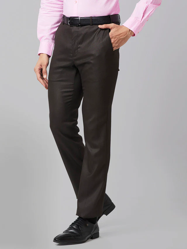 Raymond Brown Structure Slim Fit Polyester Blend Trouser - Image 3