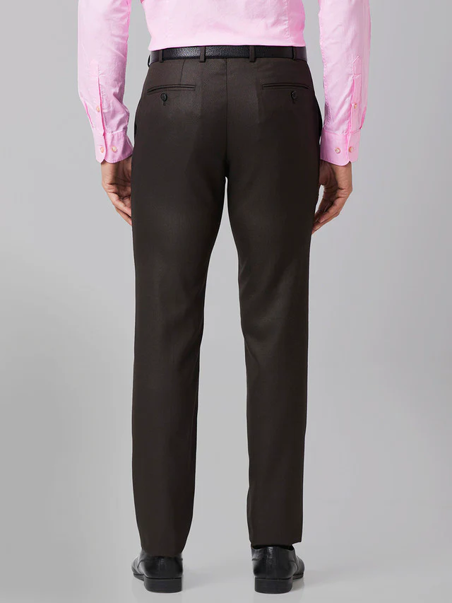 Raymond Brown Structure Slim Fit Polyester Blend Trouser - Image 4