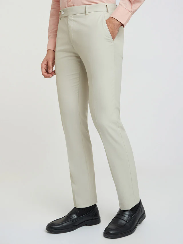 Raymond Brown Structure Slim Fit Polyester Blend Trouser - Image 3