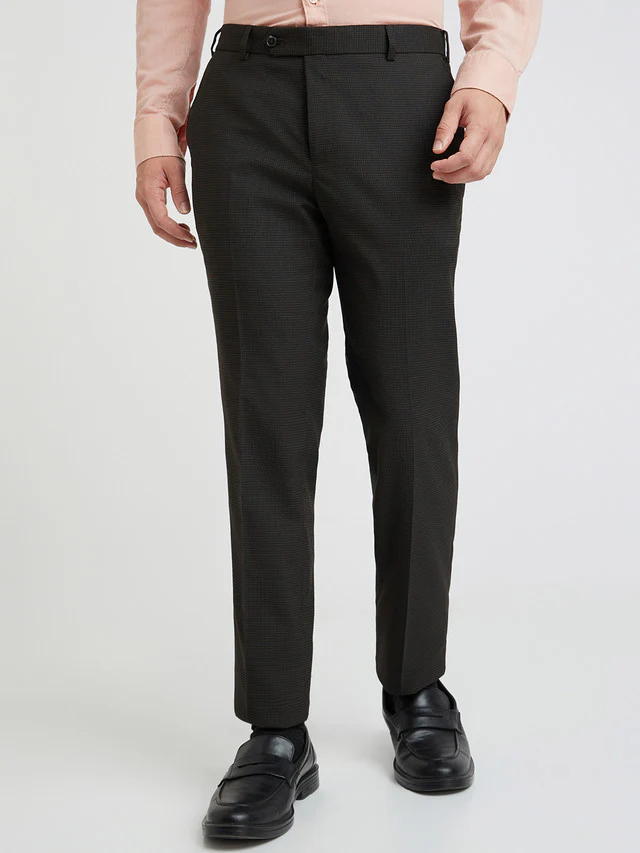 Raymond Brown Structure Slim Fit Polyester Blend Trouser