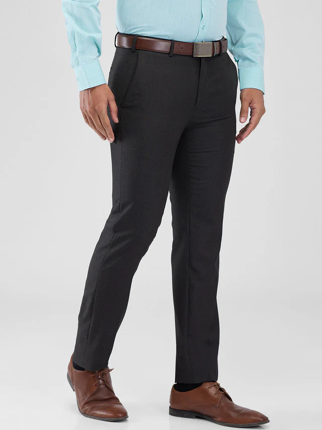 Raymond Brown Structure Slim Fit Polyester Blend Trouser - Image 2