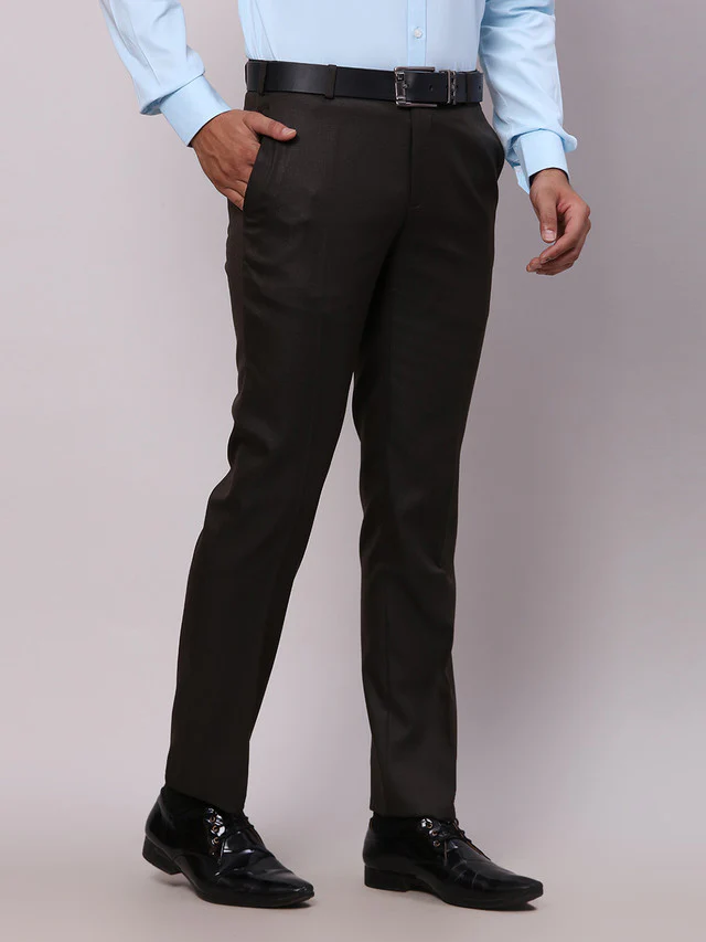 Raymond Brown Structure Slim Fit Polyester Blend Trouser - Image 2