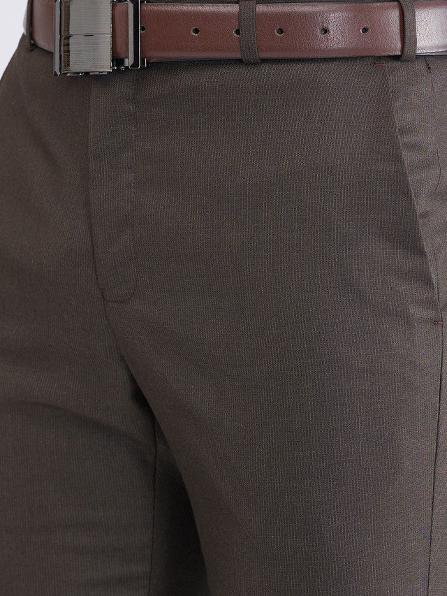 Raymond Brown Structure Slim Fit Polyester Blend Trouser - Image 7