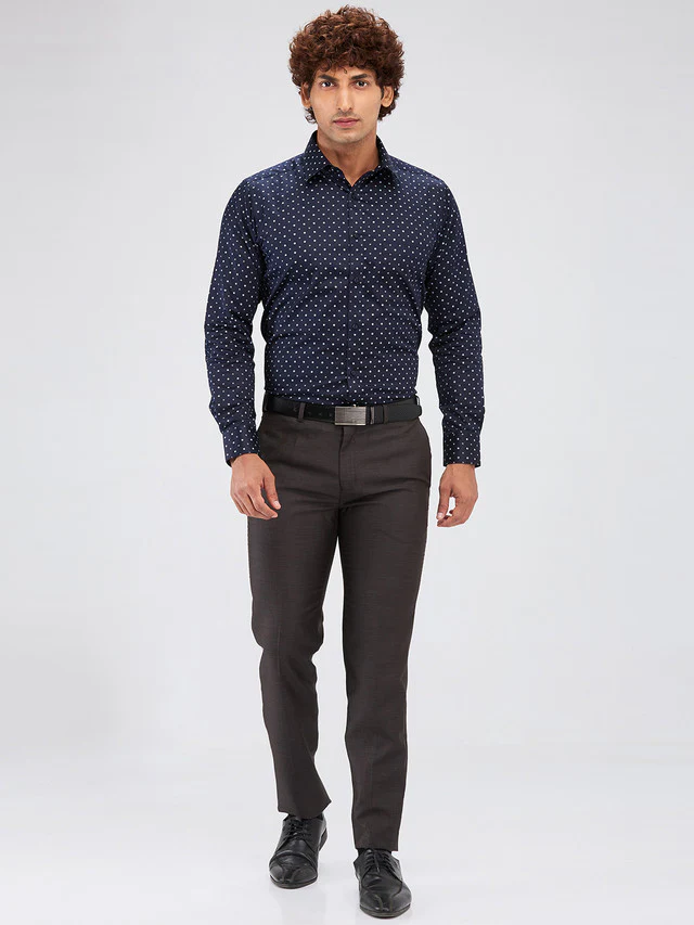 Raymond Brown Structure Slim Fit Polyester Blend Trouser - Image 6