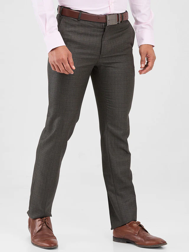 Raymond Brown Structure Slim Fit Polyester Blend Trouser - Image 2