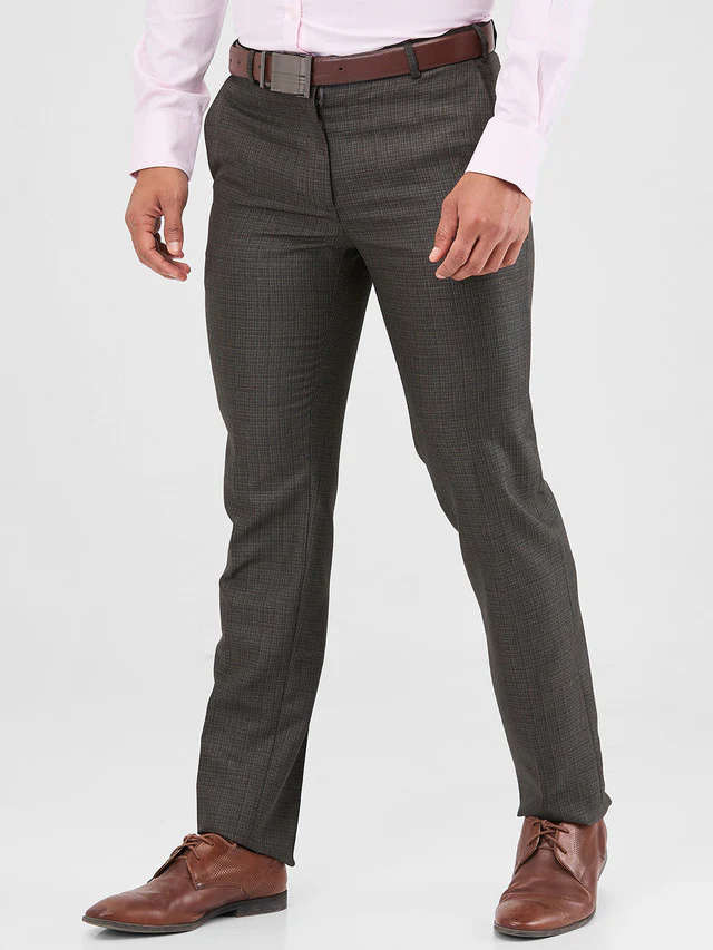 Raymond Brown Structure Slim Fit Polyester Blend Trouser - Image 3
