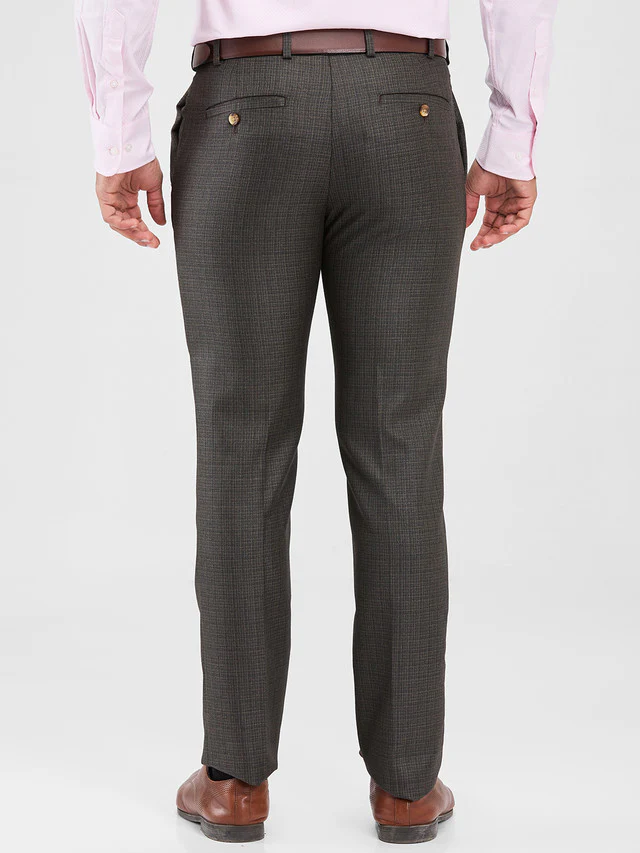 Raymond Brown Structure Slim Fit Polyester Blend Trouser - Image 4